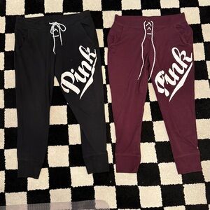 Lot of 2 VS PINK Lace Up Joggers Size Large
